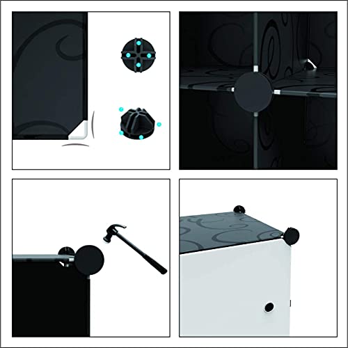 HOMIDEC Upgraded Portable Wardrobe 12 Cube Closet with 2 Clothes Hanging Rails, Deeper Cube Clothes Storage Organizer Shelf for Bedroom