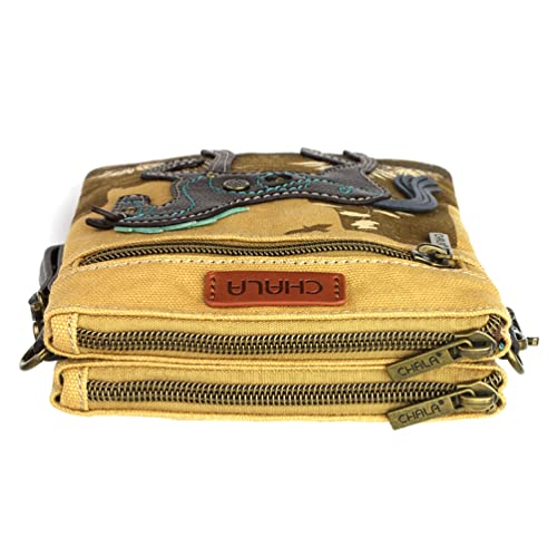 Image of CHALA Double Pocket Xbody Women RFID Protected Canvas Crossody Purse with Adjustable Strap | Double Pocket