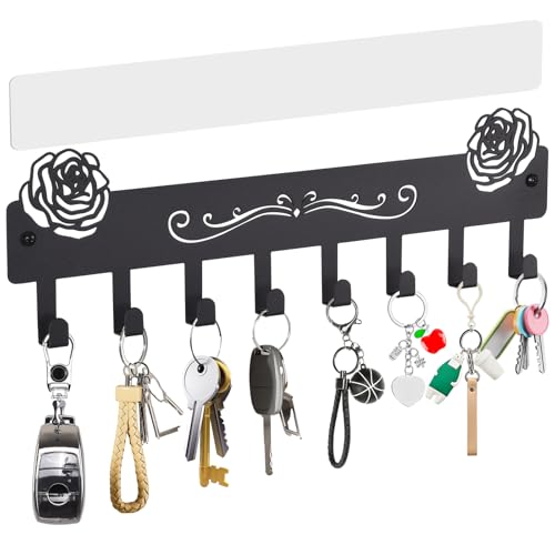 Drgoiyo Key Holder Wall Mount with 8 Key Hooks for Wall, Adhesive or Drill