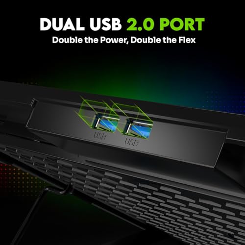Image of SpinBot Airflow X20 Laptop Cooling Pad | 6 High-Speed Fans | 7 RGB Modes | Adjustable Height | Quiet 1800-2400 RPM Operation | Dual USB Ports | Fits Laptops up to 17.3 Inches