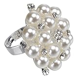 IMIKEYA Anillo Abierto Ajustable de Mujer con Perlas, Aleación Ligera y Elegante para Fiesta y Evento Especial, Joyería de Moda Femenina