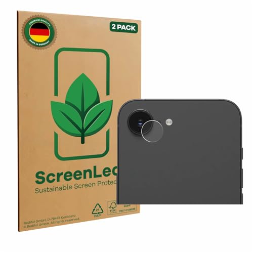 ScreenLeaf (2 Unidades Protector de pantalla para Apple iPhone 16e (SÓLO Cámara) [Protección de Pantalla Sostenible, Clear, Anti-Arañazos]