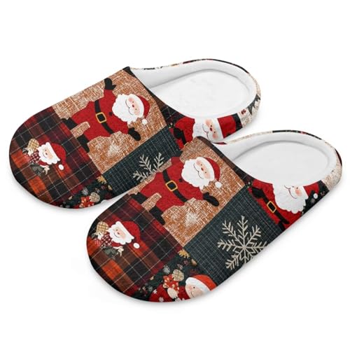 Jeiento Christmas Slippers for Women Lady Warm Comfort Fuzzy Slippers Lightweight Slip Resistant Spa Slipper for Guest