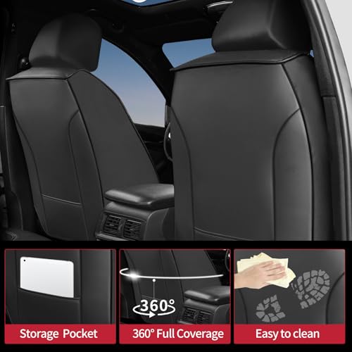 Image of Fit RAV4 Car Seat Covers for Toyota RAV4 2013-2018 LE,XLE,SE,Hybrid,Premium, Limited - Upgraded Premium Waterproof & Breathable Leather,All-Weather Seat Cushion Protector,Full Set,Black