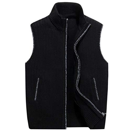GKKXUE Gilet di lana da uomo,gilet di maglia invernale caldo autunno. Regalo di compleanno del padre, taglia dalla M alla XXXXL (Colore : NERO, dimensioni : XXL)