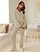 MEROKEETY Women's Lounge Sets 2025 Fall Fashion 2 Piece Outfits Sweater Pajama Set Fuzzy Loungewear Matching Winter Clothes,Lightkhaki,S
