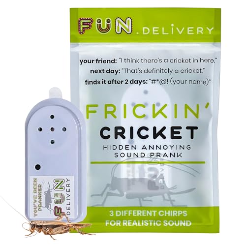 FUN delivery Frickin’ Cricket – Hidden Chirping Sound Prank Device for Adults, Offices, Parties – Realistic Annoying Noise Maker Gag Toy with Irregular Sounds