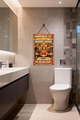Remember Us The Ones Who Washed Hands Vintage Metal Tin Sign 8x12 Inch Retro Wall Decor Handwashing Humor Rustic Plaque for Bathroom Kitchen Office Home with Pre Drilled Holes Laundry Room Entryway - Image 2