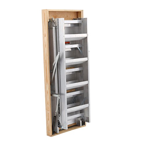 Louisville Ladder 22.5-Inch by 63-Inch Aluminum Attic Ladder, Fits 10' to 12' Ceiling Height, 350-Pound Capacity, AL228P