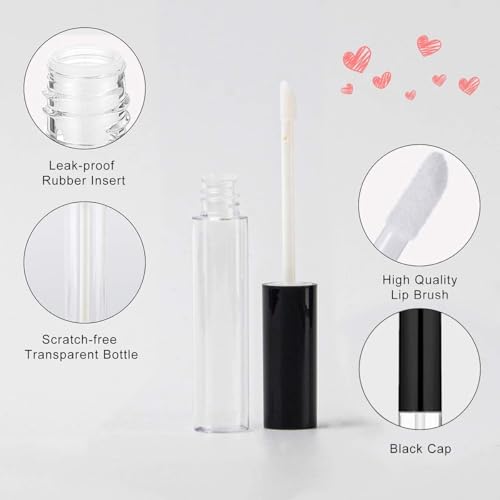 Image of Grab Kart Empty Lip Gloss Container Tube Plastic Unbreakable Travel Long Round Lip Gloss for Girls Lip Care Costemic Bottles Transparent Refillable Bottle 10 ml Kit (Pack of 4)