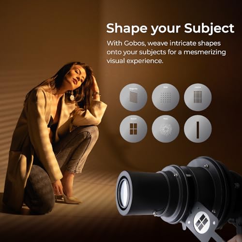 Image of Digitek (DS 230) Bowens Mount Optical Snoot Kit for Studio Light Flash, Accessories with 6X Gobos & 4X Color Gels (Red /Yellow /Green /Blue), Multifunction Focus Ring, Premium Metal Construction