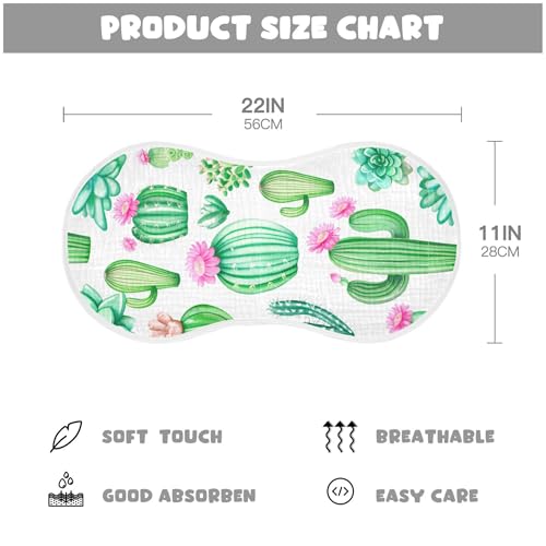 xigua Cacti and Succulents Baby Burp Cloths for Newborn Boys and Girls 4 Pack, Soft & Absorbent Cotton Baby Burp Cloth, Baby Washcloths, Newborn Towel, Burp Rags4