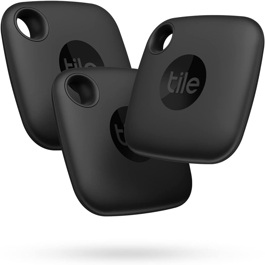 TILE Mate (2022) Bluetooth Item Finder, 3 Pieces, Range 60m, Incl. Community Using, iOs and Android App, Works Wet Alexa and Google Home, Black
