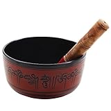 Store Indya Hand Painted Metal Tibetan Singing Bowl Set|7 Inch Musical Instrument Chakra with Wooden