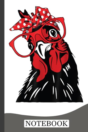 cute Women Girl Chicken With Bandana Headband and Glasses Notebook image 2