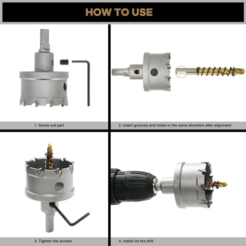 Behappy 723496880696 12Pcs Tct Hole Saw Kit, Carbide Hole Saw, 5/8"-2-1/8"Tungsten Carbide Tipped Hole Cutter Set With Titanium-Plated Pilot Drill Bit For Metal, Stainless Steel thumb #2