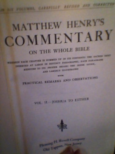 Joshua to Esther (Matthew Henry's Commentary, V... B000NLN0M6 Book Cover
