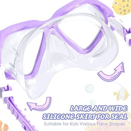 Seago Kids Swim Goggles With Nose Cover Snorkel Mask Scuba Diving Swim Mask Anti-Fog Tempered Glass, Panoramic Clear View Silicone Seal Snorkeling Gear Swimming Goggles For Kids 6-14 Boys Girls Youth #TOP3