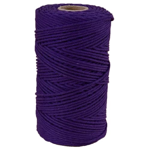 Deep Purple Macrame Cord Macrame Rope Macrame String 3mm/100 Meters Natural Cotton Cord Decorative Twisted Cord Wrapping String Rope DIY Craft Knotting Knitting Cord