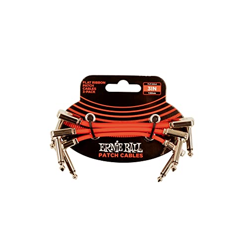 【正規品】 ERNIE BALL 6401 フラット・リボン・パッチケーブル レッド 3本パック 3インチ 7.6cm EB 6401 3" FLAT RIBBON PATCH CABLE 3P