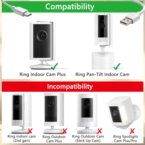 Cable de alimentación USB-A a USB-C de 5m para cámaras Ring Plus y Pan-Tilt 2