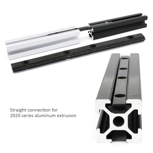 Image of 10Pcs 2020 Aluminum Extrusion T Slot Corner Bracket Extruded Hardware Straight Line Connector with Screw for 20 Series Black 20 /20 80 20 2040 T V Slot Aluminum Profile Length Fasteners
