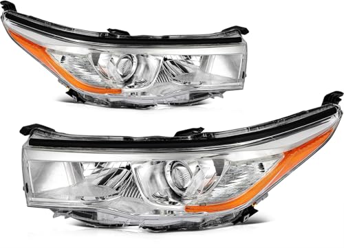 LBRST Headlight assembly fit 2014-2016 for Toyota Highlander Chrome Housing clear lens Driver and Passenger Side 81170-0E180 81130-0E180