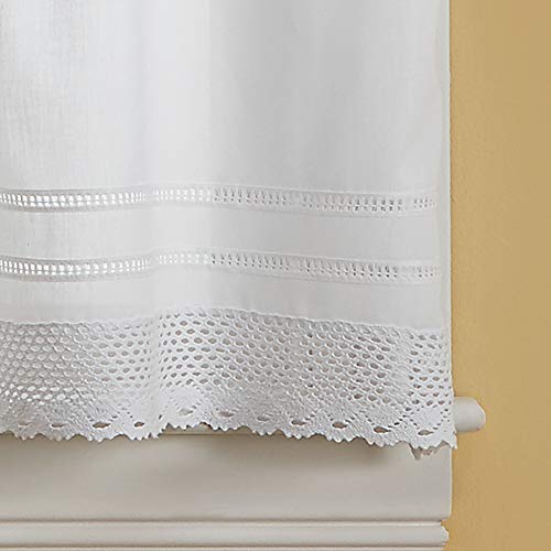 Chf & You White Crochet Cafe Kitchen Curtain Window Tier Pair, Rod Pocket, 29W X 36L Inch, Set Of 2 #TOP2