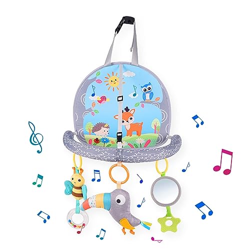 Image of Ussybaby Car Seat Toy for Baby 6 to 12 Months,Infant Car Seat Toys for Babies 0-6 Months, Baby Carseat Activity Arch with Musical, Rattle, Mirror, for Baby Boy/Girl Gift, Center-Fox