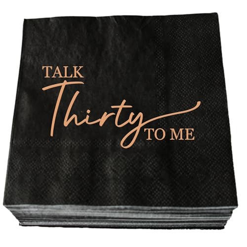 30th Birthday Party Napkins Pack of 50 Rose Gold Talk Thirty to Me Paper and Black Cocktail Napkins Dirty 30 Party Decorations Beverage Paper Napkins 3-Ply