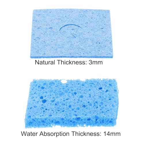 Image of MECCANIXITY 15PCS Soldering Sponge 60 x 60mm Square with Holes Blue Cleaning Pad Welding Tip Iron Replacement for Cleaning Soldering Iron 3mm Natural Thickness 14mm Water Absorption Thickness