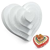 CHEFZOCO Molde de poliestireno para tartas, Juego de 4 pisos para tartas, Bases para tarta, Apto para para arreglos florales, cumpleaños, bodas, fiestas, Diseño corazón 4 niveles 10-20-30-40 cm