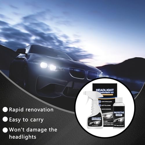 Car Headlight Restoration Kit, New Headlight Cleaner and Coating for Cars, Automotive Headlights Restoration Kit with Sponge and Towel, Removing Yellowing Oxidized - Image 3