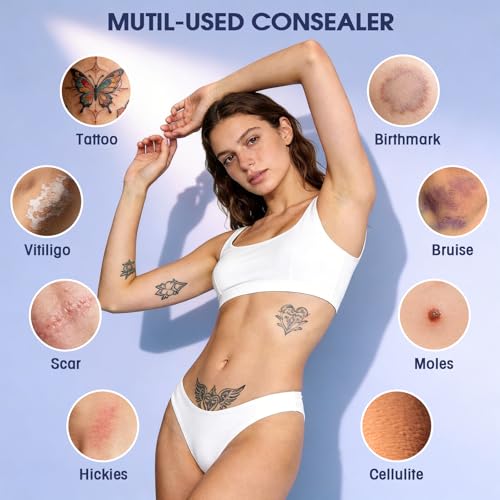 Tattoo Cover Up Makeup Waterproof, Tattoo Cover Up Makeup Cream, Light & Dark Blendable Shades With Skin Tone Patch, Sponges & Mixing Tool Cover Tattoo, Scar, Birthmark Bruises For Body & Face - Thumbnail 6