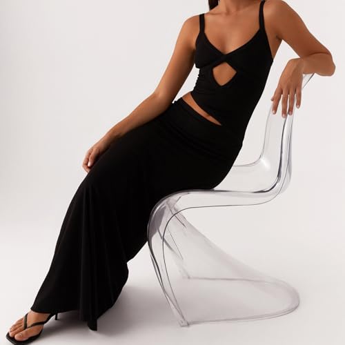 Image of Women Cut Out Maxi Dress Sleeveless Spaghetti Strap V Neck Backless Summer Bodycon Long Dress Party Dress