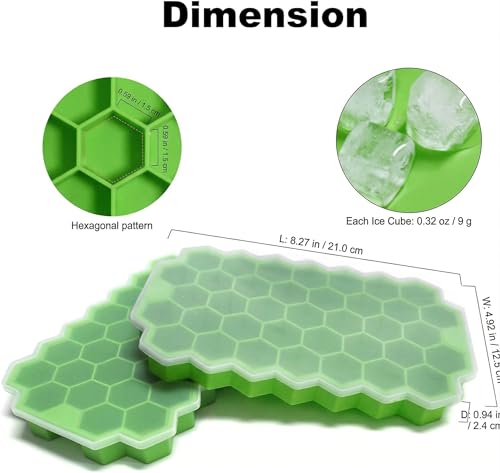 Image of Auram Silicone Honeycomb Ice Cube Trays (Pack of 2) | Flexible Moulds for Small Cubes, Whiskey & Cocktails | Soft & Easy Release (Color May Vary)