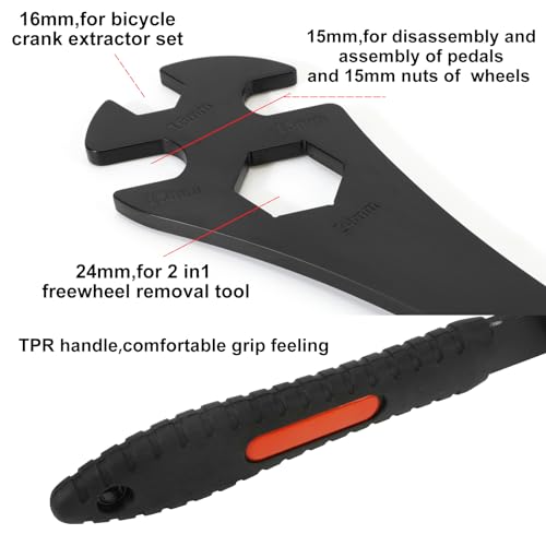 Oumers Bike Cassette Removal Tool, Bicycle Chain Whip+Pedal Wrench+2 in1 Freewheel Removal Tool - Image 3