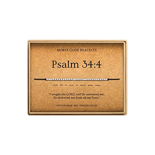Loved Creations Morse Code Bracelets for Women, Psalm 34:4 Christian