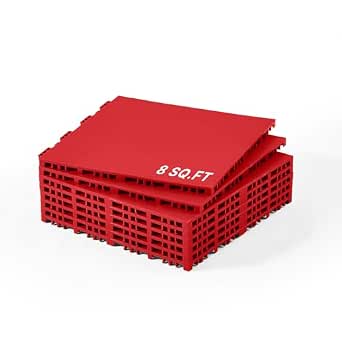 VEVOR Revêtement de sol hockey rouge, 315 x 315 mm