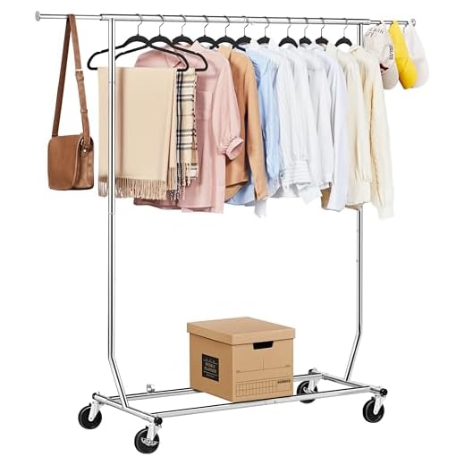 Yaheetech Commercial Clothing Garment Rack, Single Rail Clothes Hanger Freestanding Collapsible/Folding/Adjustable Heavy Duty Rolling Multi-Functional Expandable Clothes Storage w/Shelfs on Wheels
