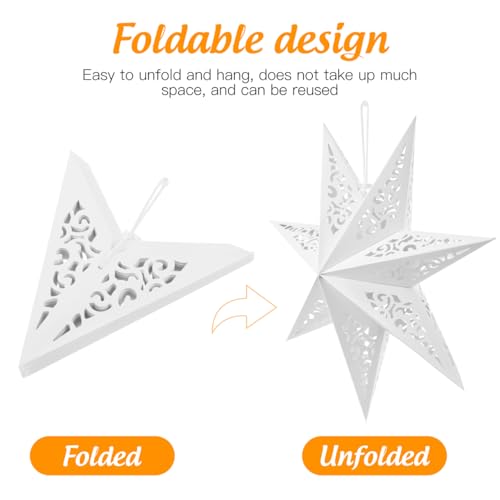 Image of LIOOBO Paper Star Lanterns Star Shaped Decorative Light Cover Hollow Out Window Grille Lamp Shade for Christmas Birthday Wedding Home Party 17.71 X 17.71 X 7.48 in