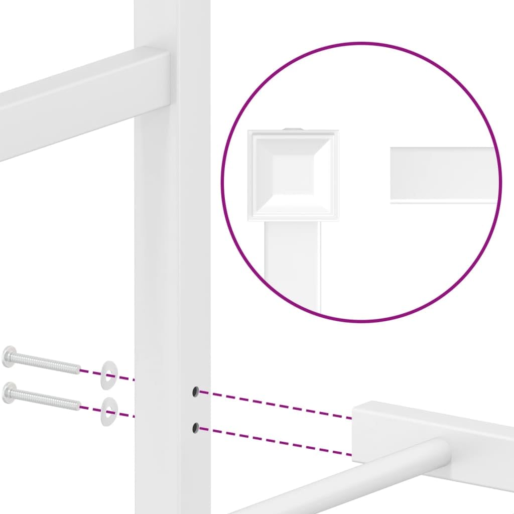 vidaXL Estructura de Cama con Cabecero, Somier de Cama, Armazón Marco de Cama, Cama de Invitados para Dormitorio, Metal Blanco 80x200 cm