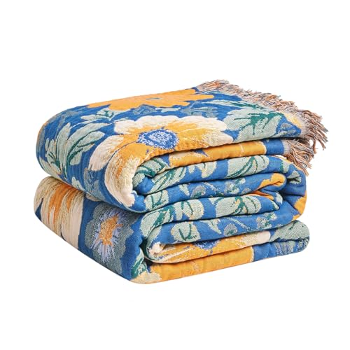Image of LUTBM Boho Throw Blanket for Couch 50 inchx60 inch, Cotton Decorative Bed Throws