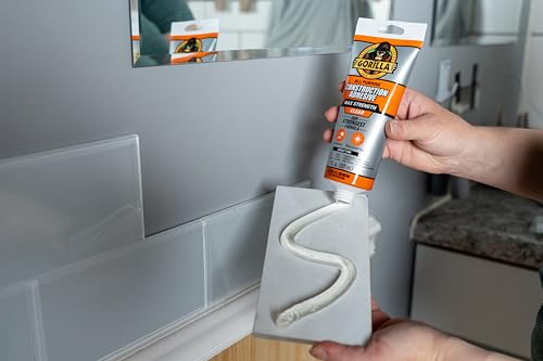 Gorilla Max Strength Construction Adhesive, Clear Glue, 7 Ounce Squeeze Tube (Pack of 1) - Gap Filling and Waterproof - Image 5