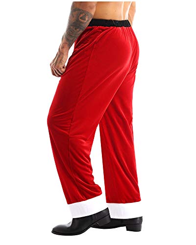 XUNZOO Men's Santa Claus Velvet Long Pant Trouser Christmas Pajama Loungewear Pants Sleepwear2