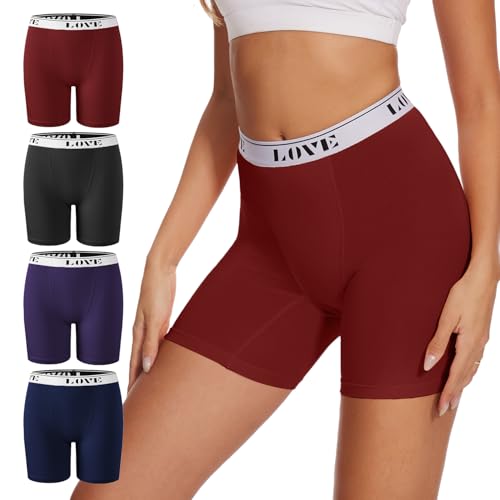POKARLA Womens Boxer Briefs Underwear High Waisted Modal Boyshorts
