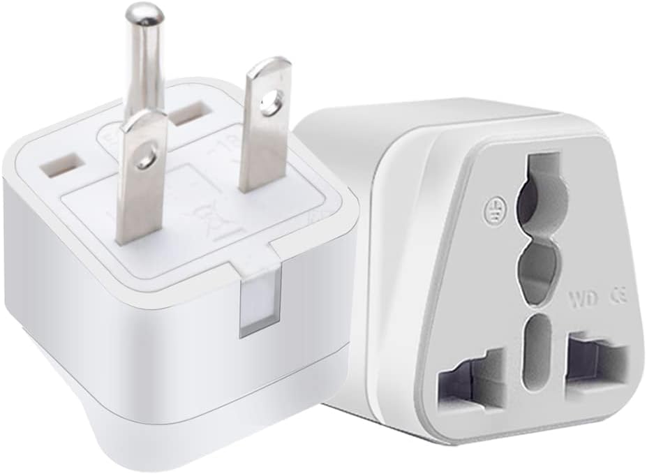 2 pcs NEMA 6-15P Plug Adapter，US 3 Prong Plug to Universal Socket Power Converter for NEMA 5-15P/5-20R/6-15P/6-20P/ EU/AU/US/UK & More Interface Conversion Plug (White)