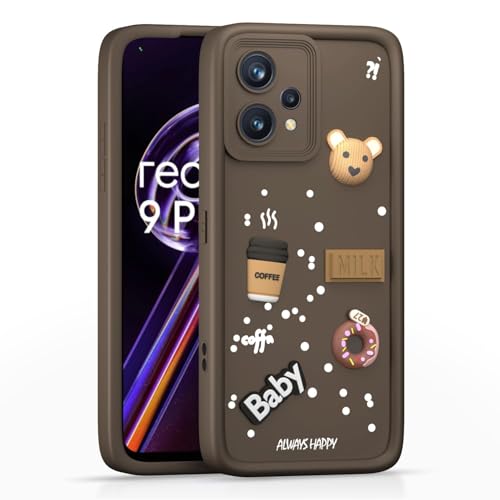 Image of Bintage Ball Bear| Donut| Milk Cake| Baby| Coffee Rubber Case Full Body & Camera Protection Back Cover Compatible for Realme 9 4G - Brown