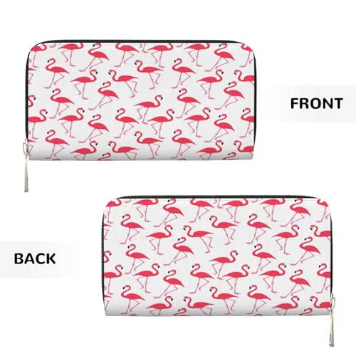 Leather Wallet for Men Women Pink flamingo pattern Print Credit Card Holder with Money Clip, PU Leather Zipper Coin Purse Organizer2