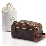 King Size Premium Leather Travel Toiletry Bag for Men and Women - Water-Resistant Dopp Kit - Mens Bathroom Bag, Shaving & Cosmetic Organizer - Mens Toiletry Bag, Mens Travel Bag Leather, Unisex Use